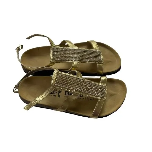 Birkenstock Betula Sandals Gold Rhinestone Leather Ankle Strap Women's 39 Shoes - Picture 10 of 10